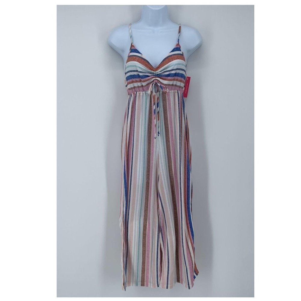 Xhilaration NWT Multicolored Striped Knot Front Spaghetti Strap Jumpsuit Size M